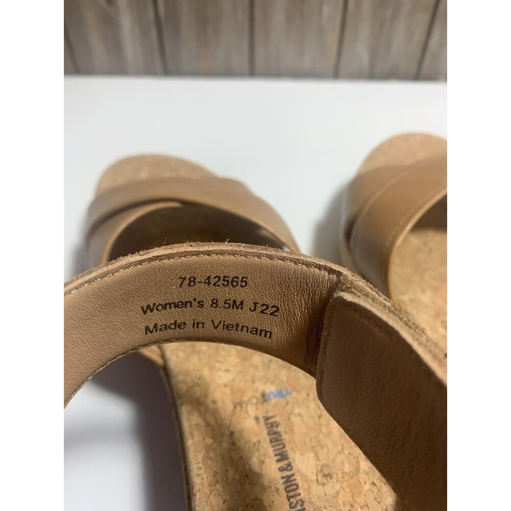 Johnston & Murphy Gigi Cross-Band Sandal Women’s Shoe Size 8.5 Tan Calfskin - Picture 8 of 9